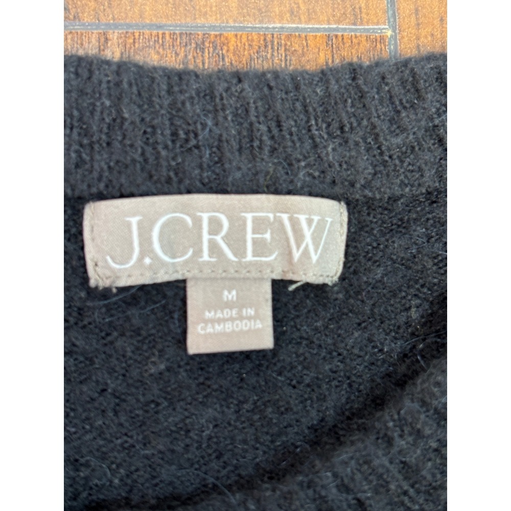 J. Crew Cardigan Sweater Medium Black Button Front Alpaca Wool Knit Sweater - Picture 10 of 11